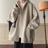 Japanese Style Hooded Open Cardigan Sweatshirt Men's Spring Autumn Heavy Pure Color Loose Trendy Jacket Couple Outerwear