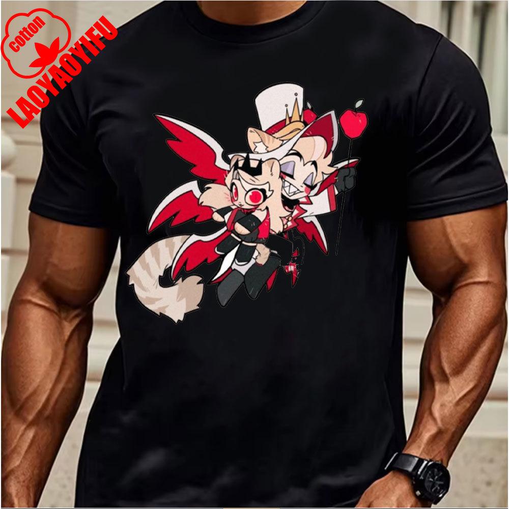 Hazbin Hotel Lucifer 2025 T-Shirt Comfortable Personality High Quality Cotton Tops Two-dimensional Nostalgia Retro Unique