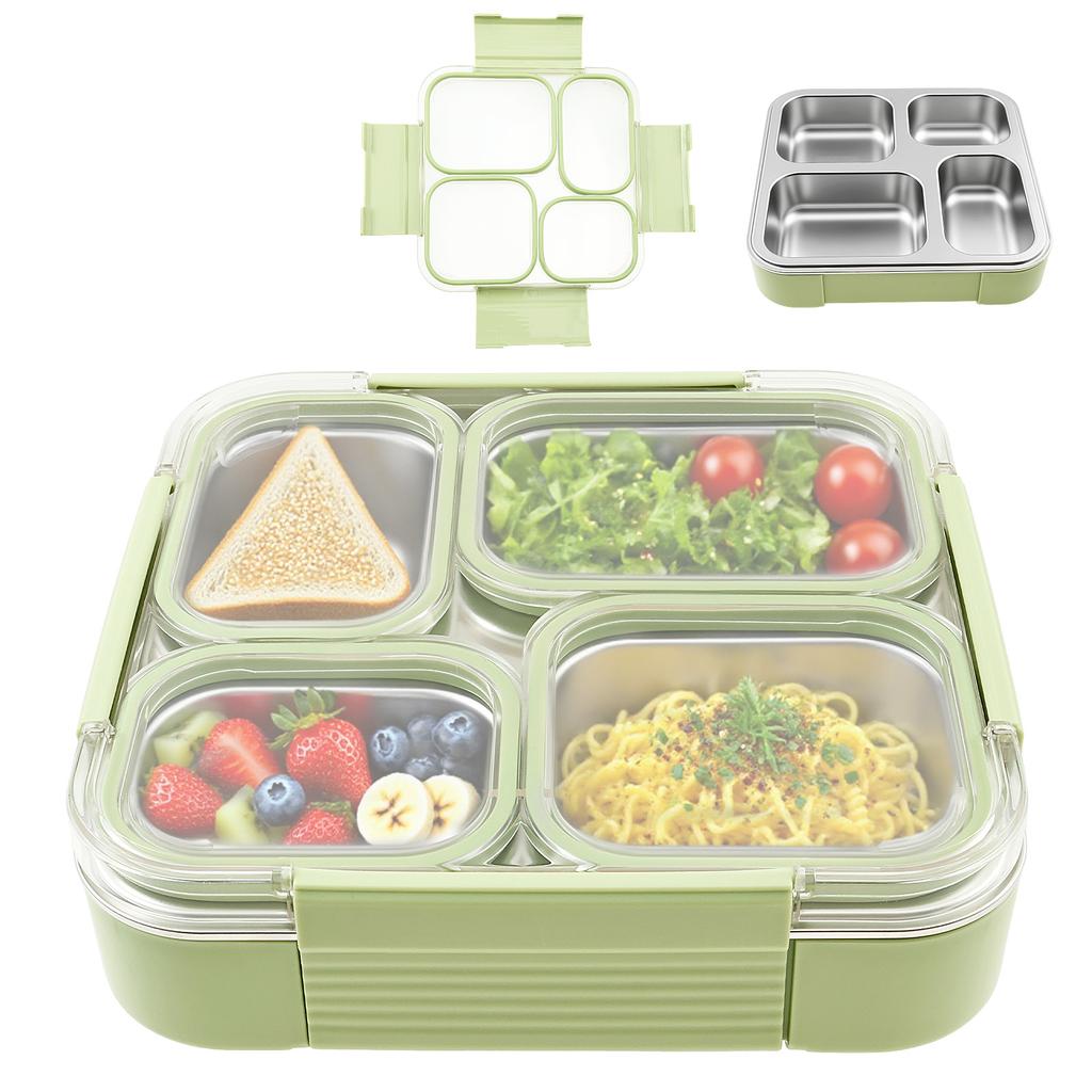 304 Stainless Steel Food Container with 3/4 Compartments Reusable Food Storage Container with Lid Lunch Boxes for School Office