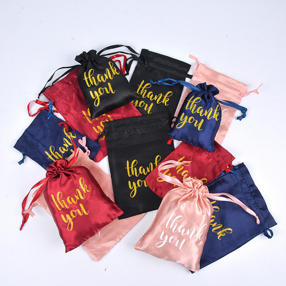 12 Stück Seidensegmentfarbe Ding Erntedankgeschenktüte Danke Kordelzug Schmuckgeschenk Aufbewahrung Süßigkeitenverpackungsbeutel Kordelzugbeutel