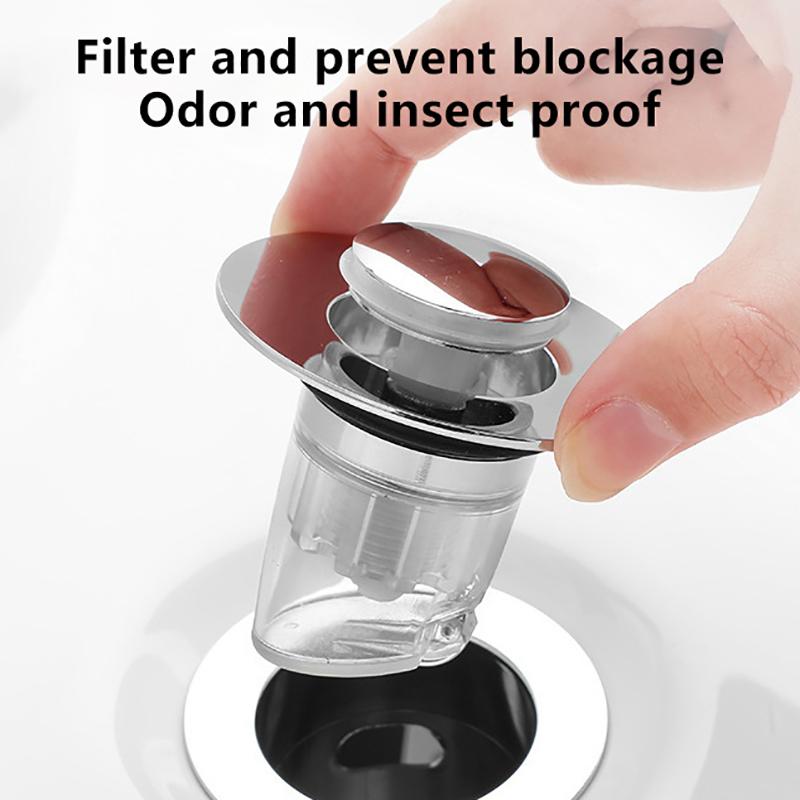 Universal Washbasin Press Type Drainage Filter Washbasin Sink Filter Sewer Kitchen Bathtub Plug Showerplug Bathroom Tool