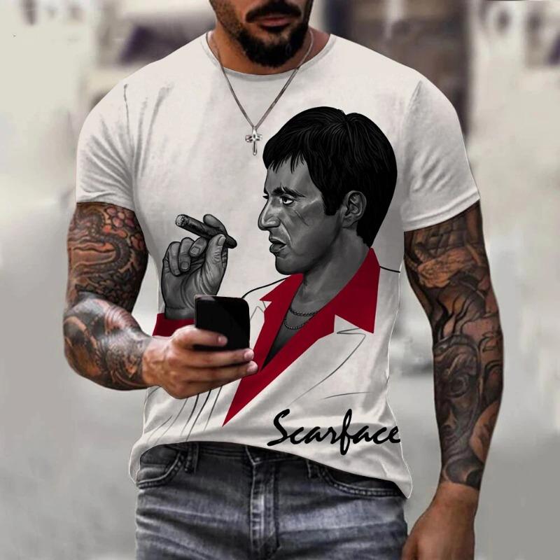 Scarface Film Classico Stampa 3D Sportiva Asciugatura Rapida Traspirante Maglietta da Uomo Outdoor Strada Harajuku Moda Casual Fan Manica Corta