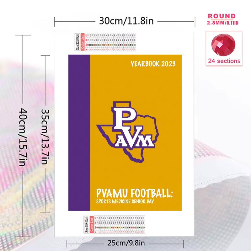 Prairie View A&m Panthers 100% Round Full Drill 5D DIY Diamond Painting Embroidery Cross Stitch Rhinestone Décor