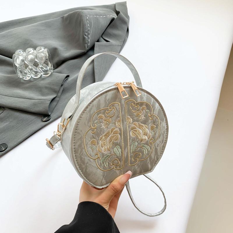 Trendy Chic Round Crossbody Bag For Women Stylish Pu Fashionable Summer Handbag серебряный