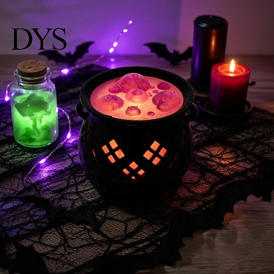 Mystical Household Party Items 3D Printed Witch Cauldron LED Lamp, Glowing Halloween Tabletop Decor Fantasy Themed Supplies for Party, Spooky