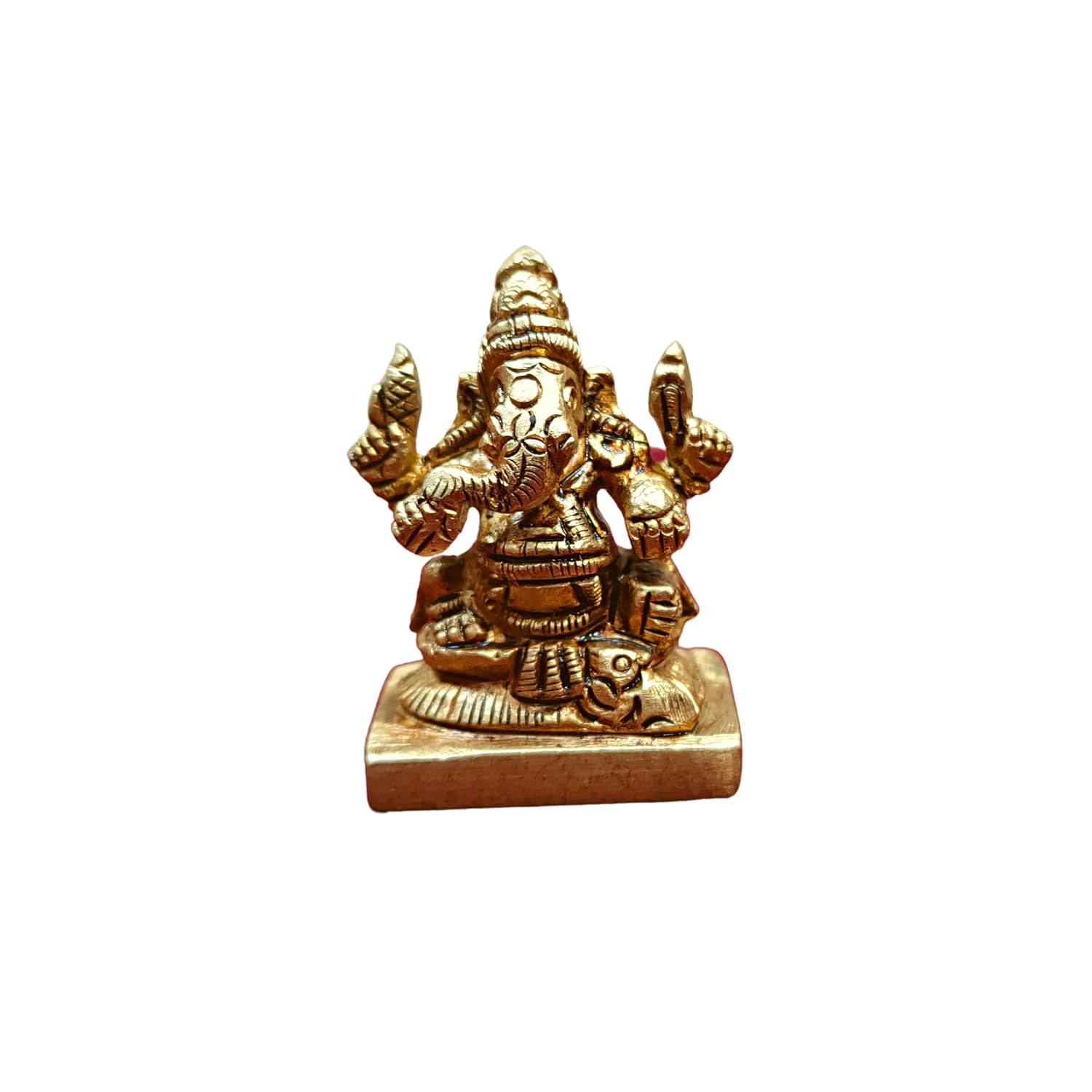 Mini Valampuri Vinayagar Idol, Mini Right Trunk Ganesha Statue, Gold, Brass