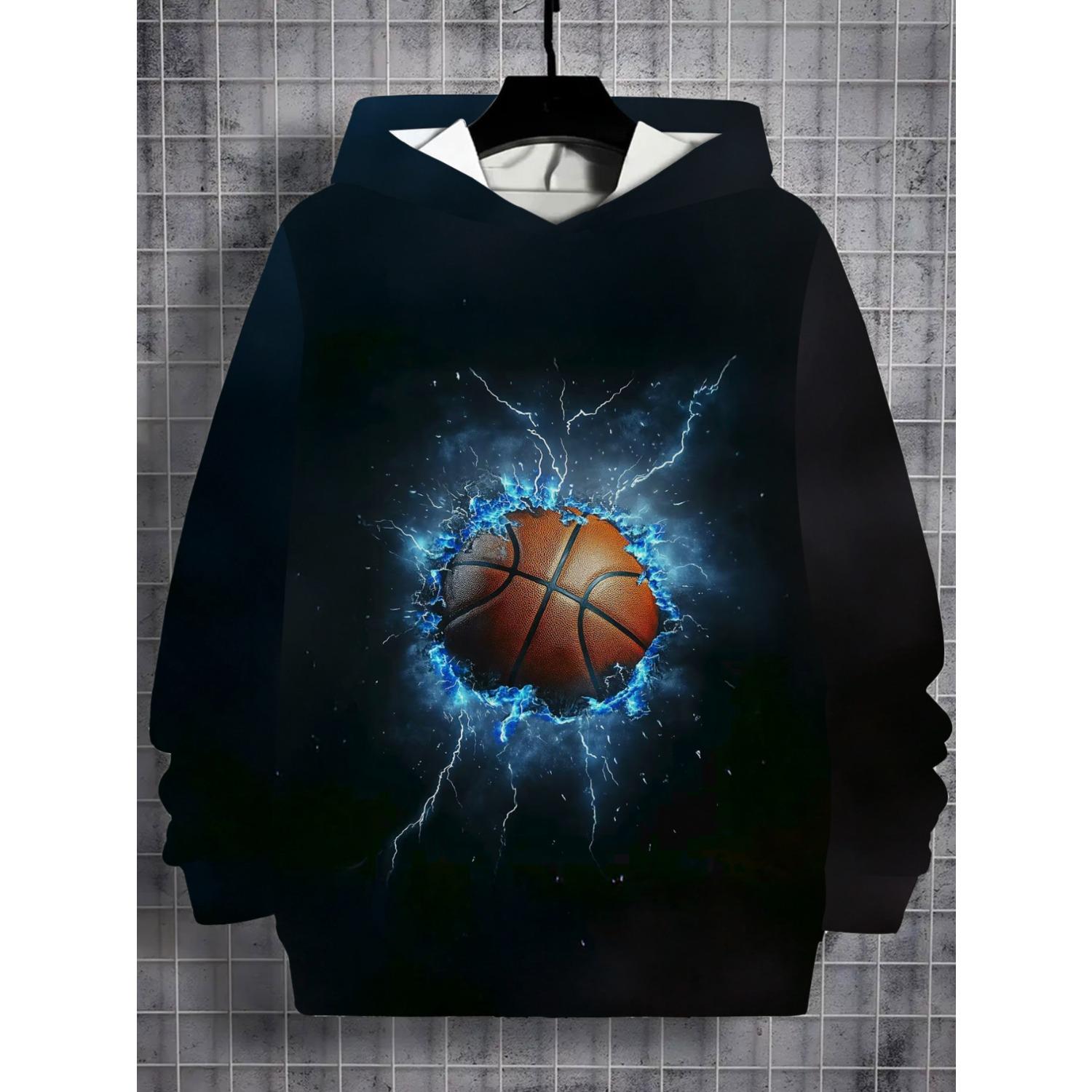 

New 3D printed hooded sweatshirt, fashionable long sleeved hooded sweatshirt, comfortable pullover for boys and girls, children s hoodie 13-14Y