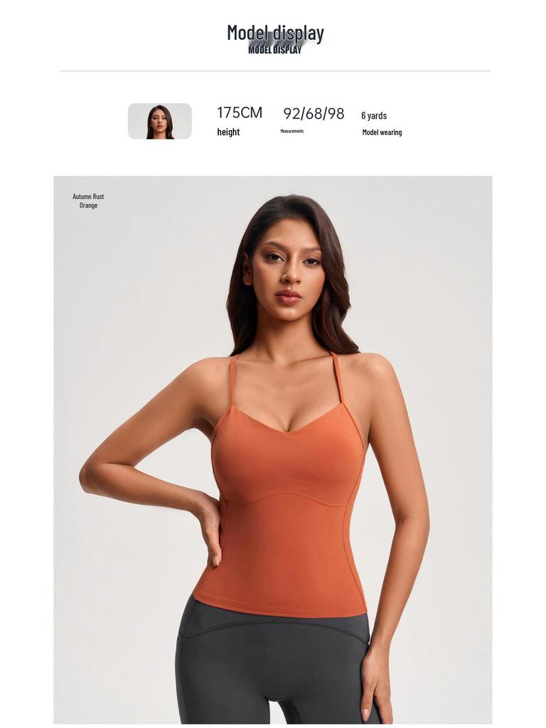 Débardeur Push-Up Sportif pour Femme Nude à Bretelles Fines avec Bonnets Rembourrés - Couche de Base Yoga & Fitness YG-1004
