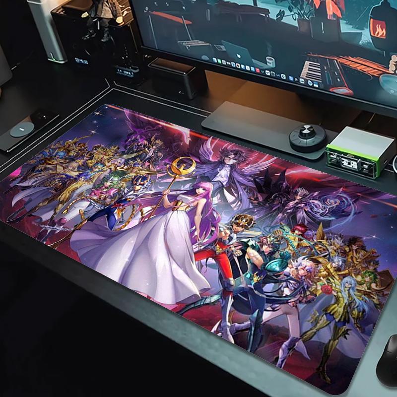 Anime Saint seiya Color Mouse Pad Large Gaming Table Cushion Non-slip Laptop Tablet Big Mousepad XXL Mat Mini PC Playmat With Lock edge