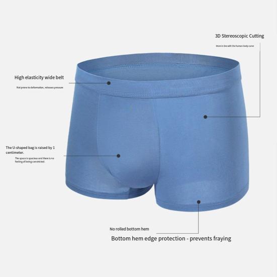 Mens Underwear Moisture Wicking Solid Color Boxers Briefs Summer Cool Breathable Quick-Dry Adults Trunks with Elastic Waistband