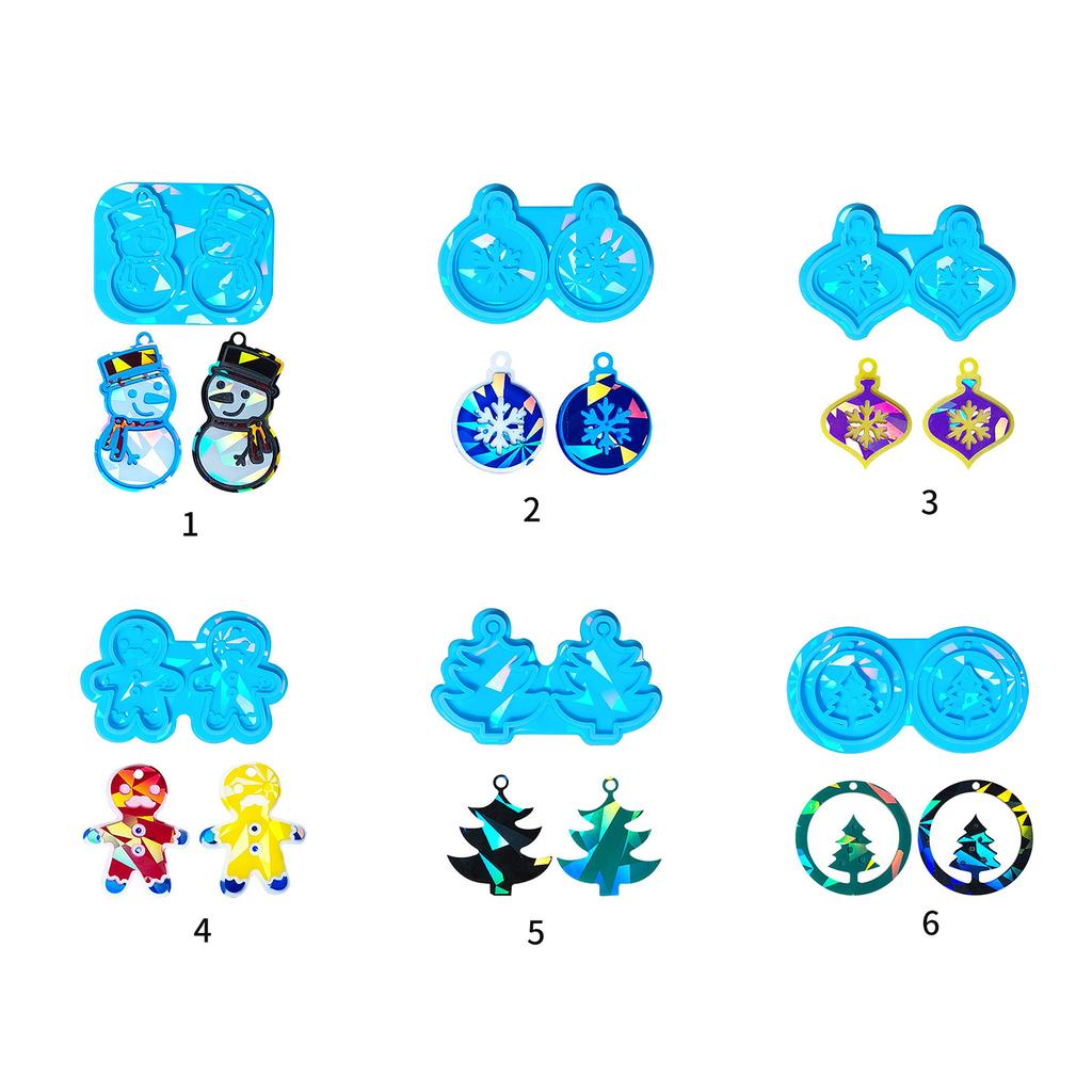 Christmas Silicone Molds Holographic Epoxy Resin Mold DIY Keychain Pendant Mold Handmade Jewelry Tool Easy to Clean