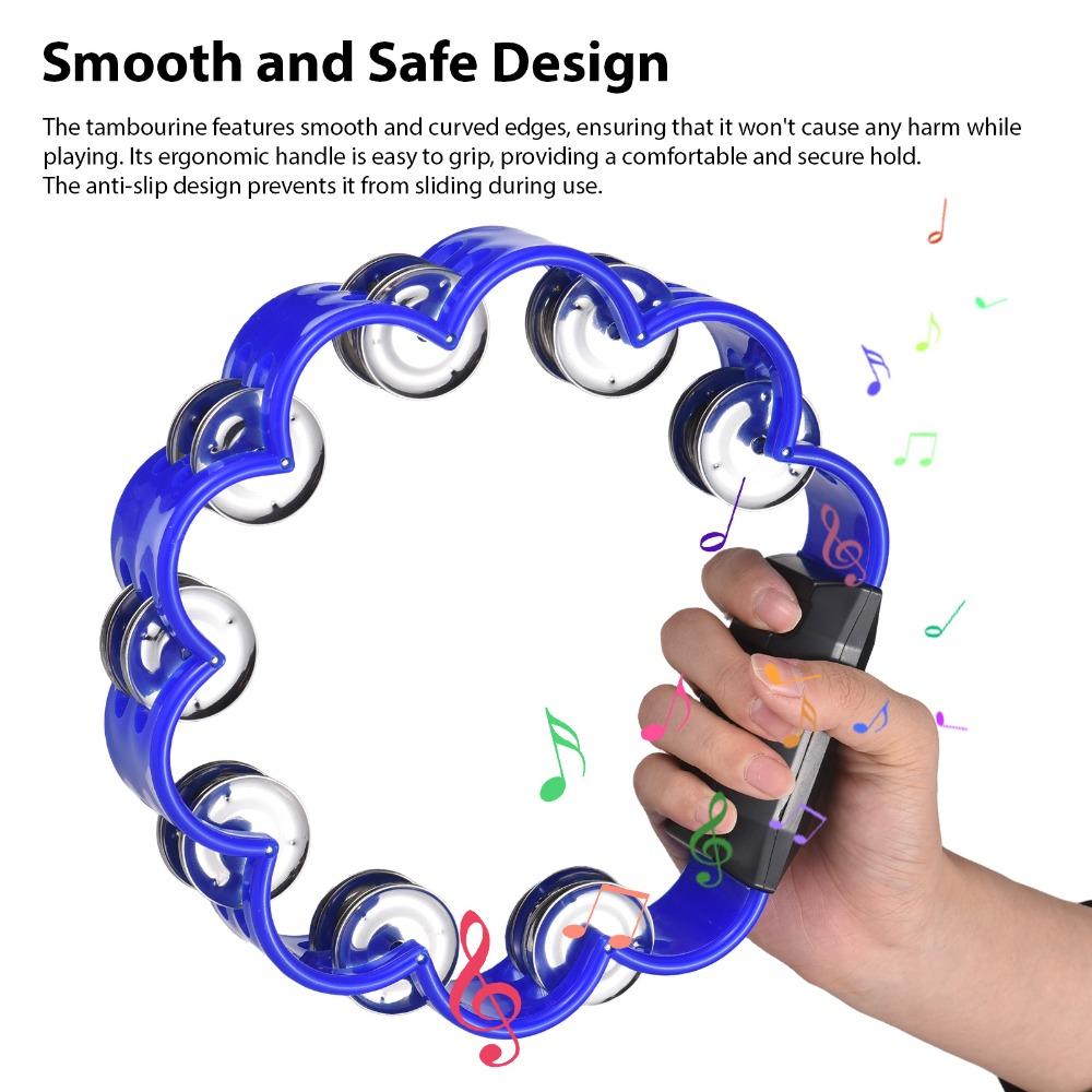 2PCS Non-Slip Grip Hand Cranked Tambourine ABS Double Row Tambourine Party Entertainment