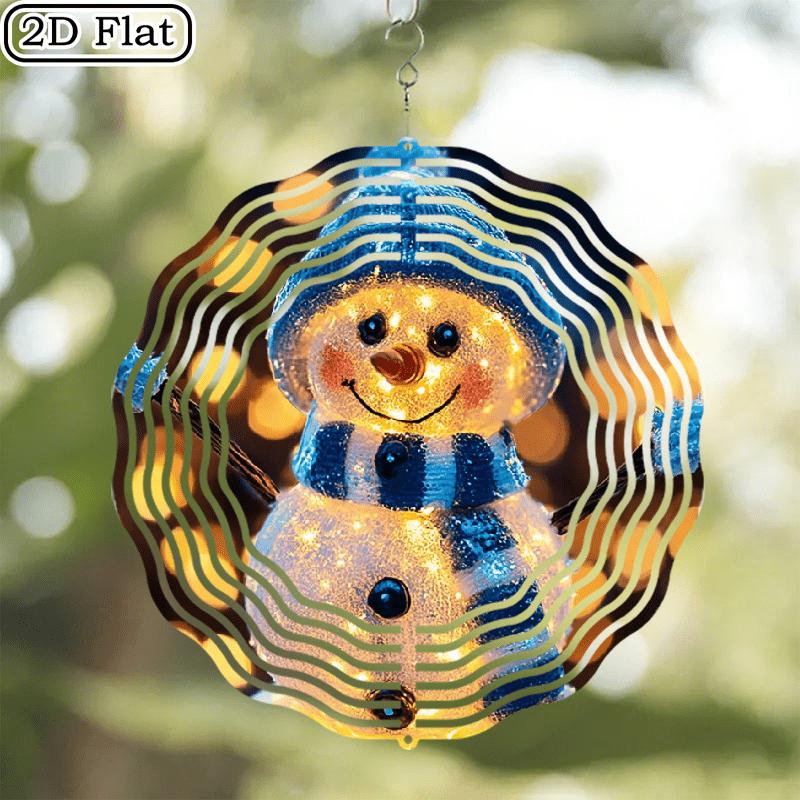 Glowing Snowman Wind Chime. Self-lit metal decor for garden, porch & holidays.