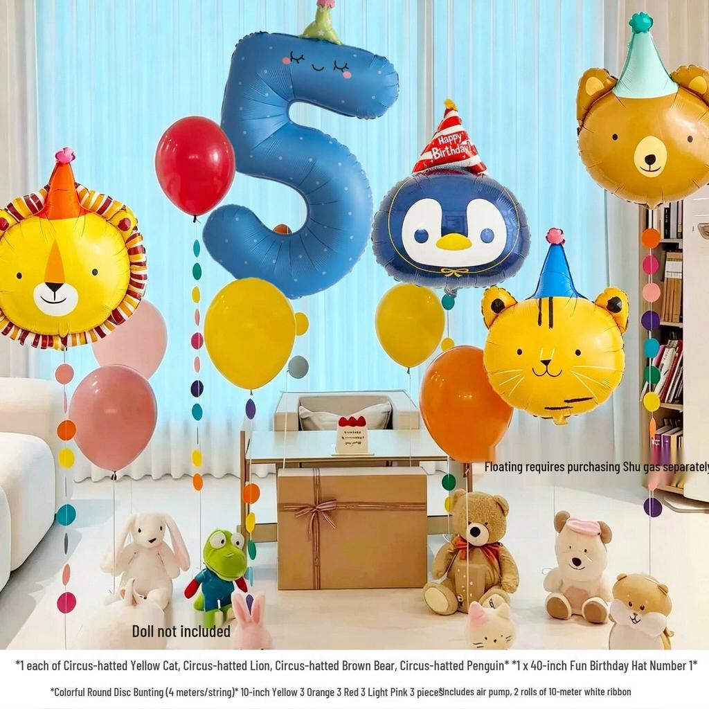 10. Geburtstag Cartoon Tiere & Zahlen Luftballon Party Dekoration für Kinder