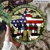 2D Flat, 1Pc Round "All Gave Some Some Gave All" Aluminum Hanging Sign, Patriotic US Soldier Memorial Camo USA Flag Design, Weatherproof Metal Wall