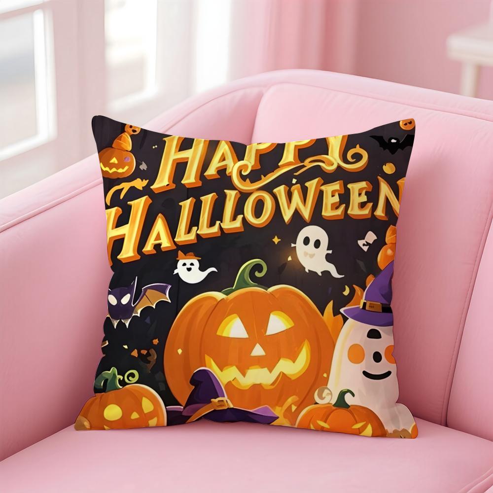 Halloween Cushion Cover Pillowcase Short Plush Invisible Zipper Room Sofa Cushion Cover