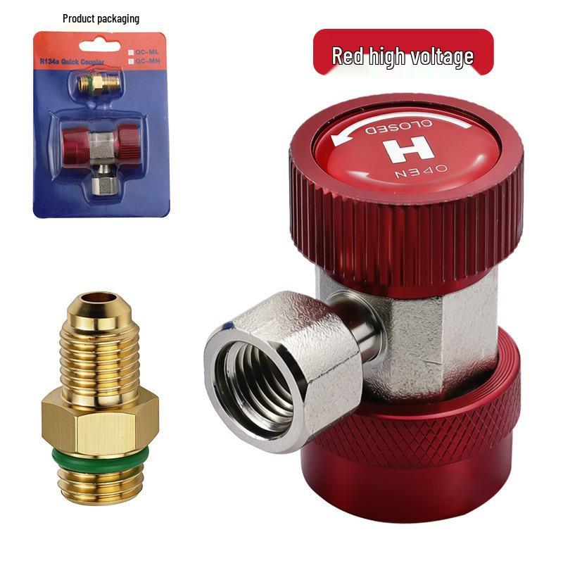 R134a Car AC Refrigerant Charging Quick Connector Adapter for High & Low Pressure