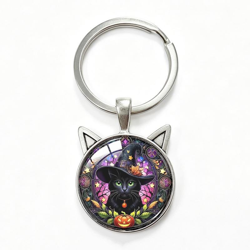 Yin Yang Double Cat Ear Gem Keychain - Trendy Unisex Alloy Accessory