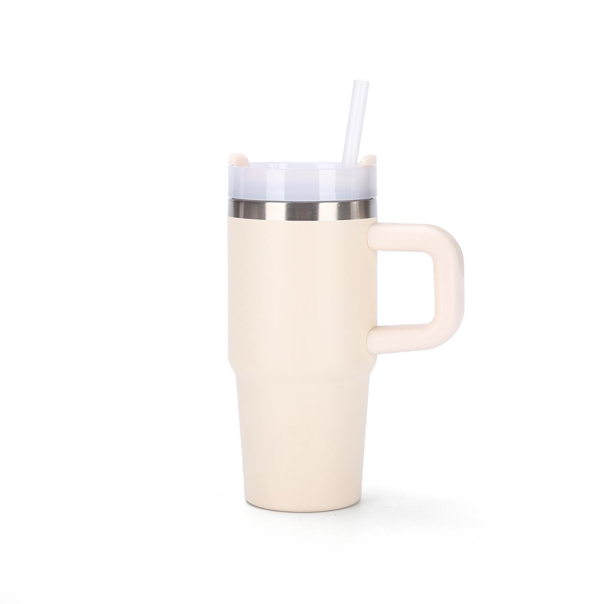 14oz Insulated Stainless Steel Tumbler with Handle for Outdoor Sports and Vehicles 14oz слоновая кость/белый