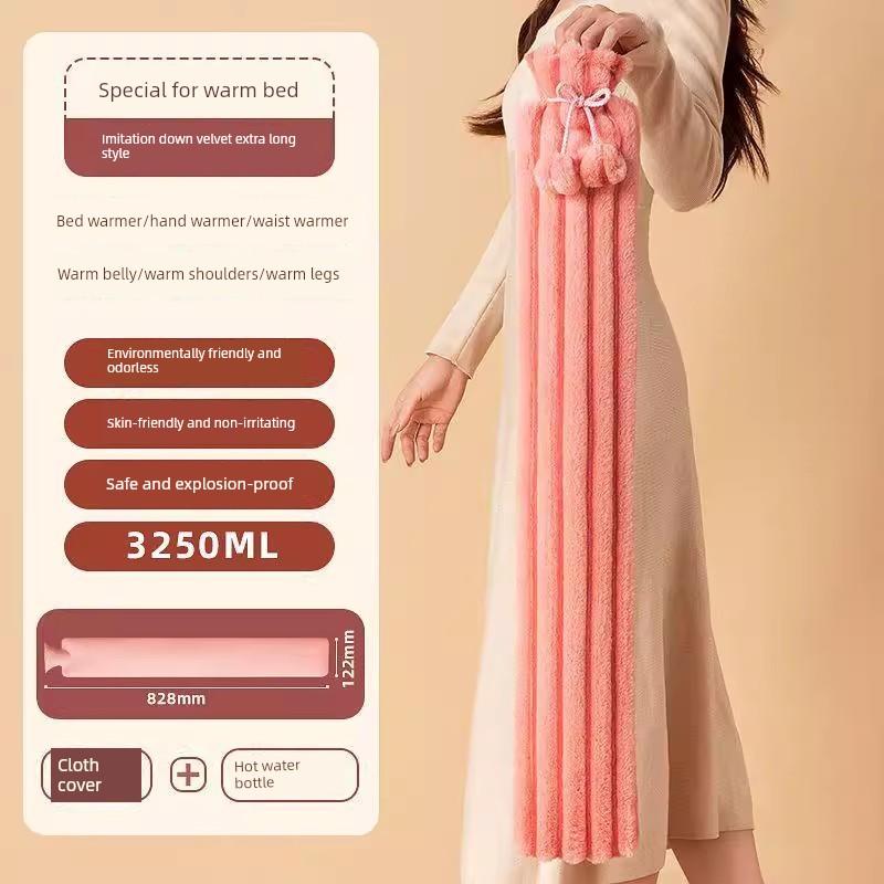 German Precision-Made Hot Water Bottle, 2026 New Model, Winter-Specific for Bedding, Thickened Explosion-Proof Long Plush Warm Water Bag