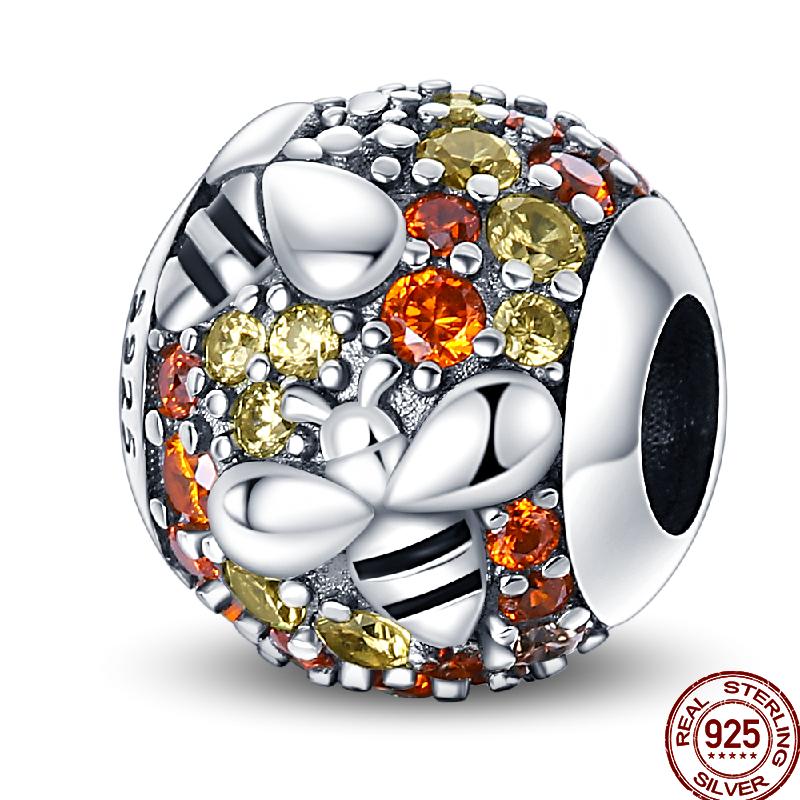 Frühlings-Charm Kupfer Vierblättriges Kleeblatt Schmetterling Libelle Anhänger Perlen Geeignet Für 3Mm Original Armband DIY