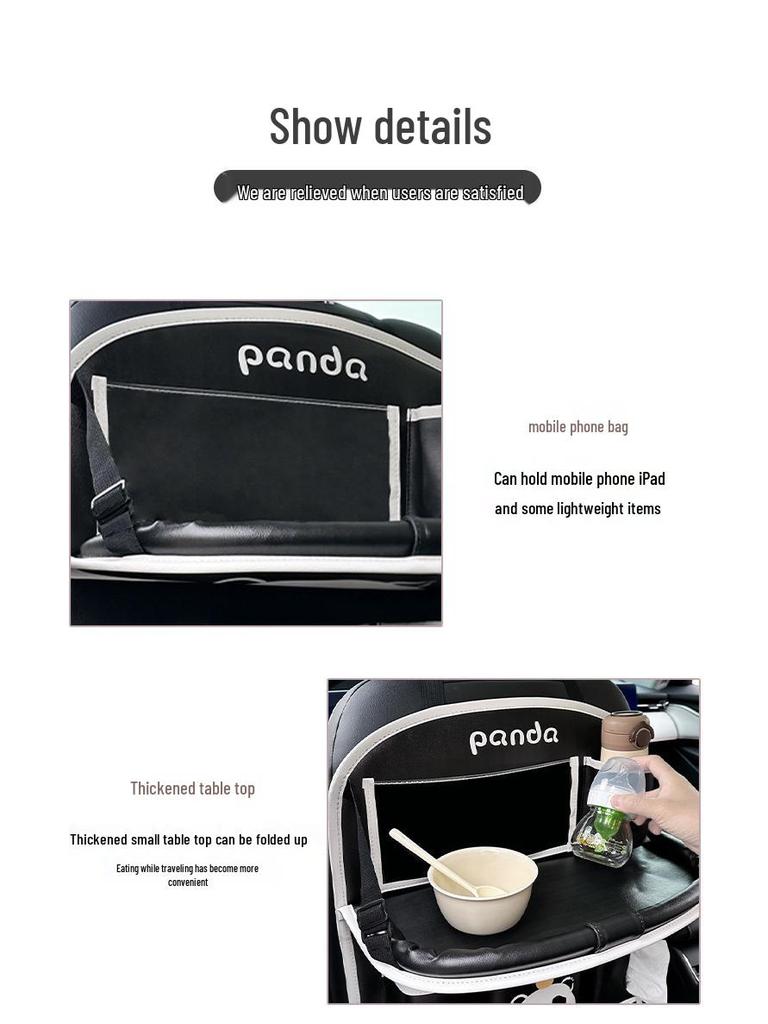 Panda Car Organizer: Multifunctional Hanging Storage, Cute Cartoon Interior Protective Pad