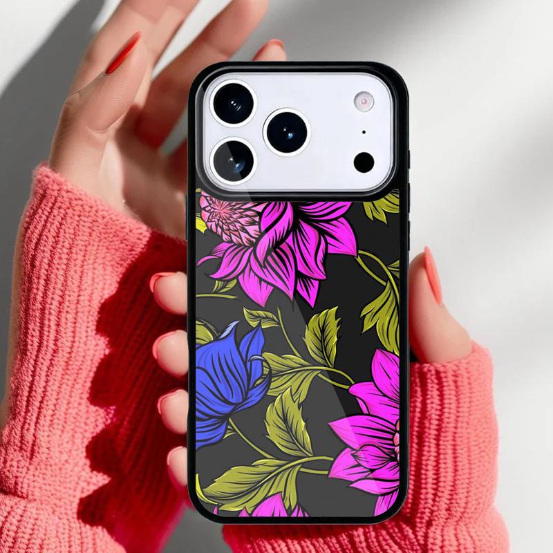 Retro Flower Leaves Graffiti Phone Case for iPhone 17 Air 16e 15 14 13 Pro Max Back Cover for 12 11 Pro Coque