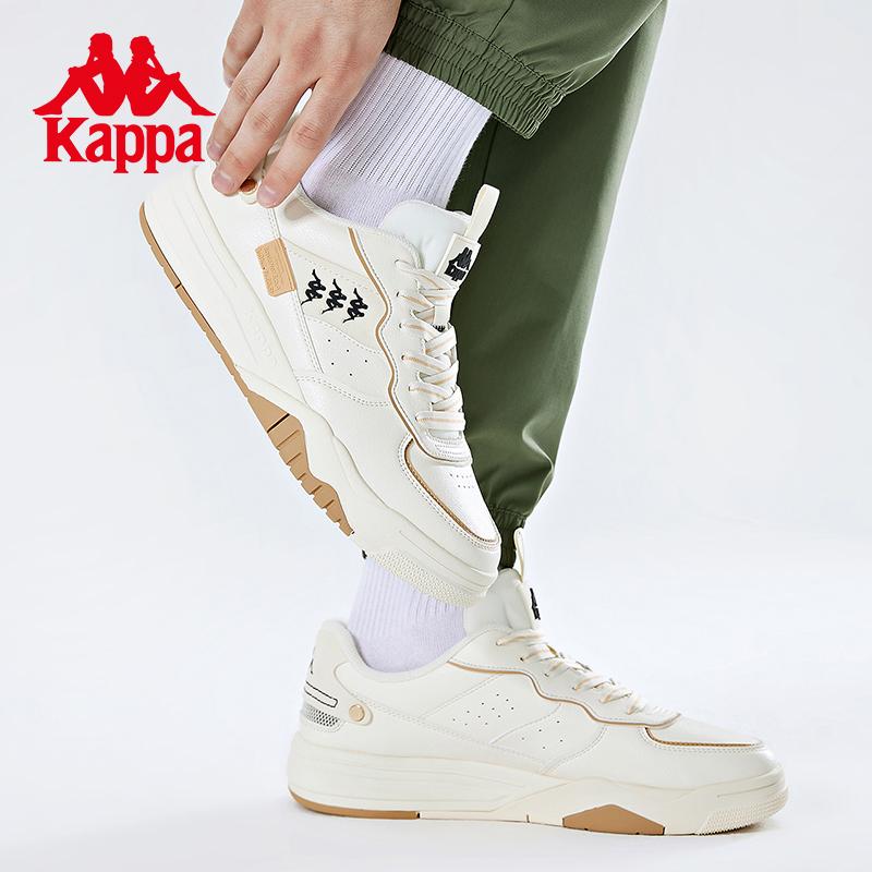 Kappa Board Shoes KOMPO Series Men's and Women's String Label Casual Shoes Leather Sports White Shoes