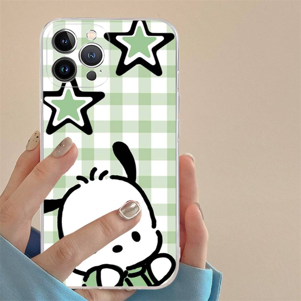 Cute P-Pochacco Transparent Soft Phone Case For iPhone 15 12 14 16 17 13 Plus 11 Pro Max 13 Pro