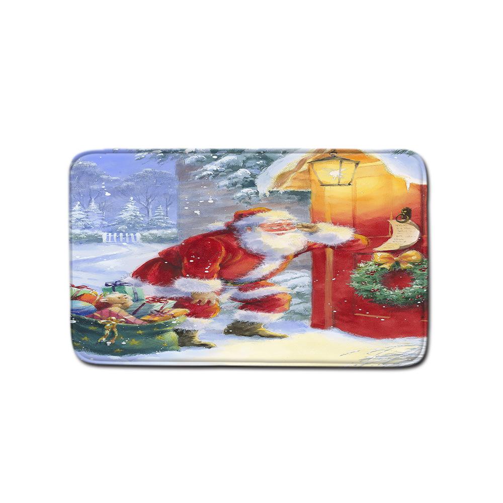 Christmas Shower Curtain Floor Mat Combination Four-Piece Set Bathroom Toilet Carpet Shower Room Mat Foot Mat