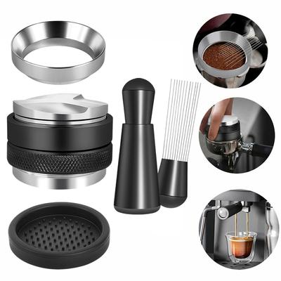 5-teiliges Espresso-Zubehör-Set - Kaffee-Verteiler & Tamper-Nivellierer WDT-Werkzeug & Dosiertrichter-Set Passend für 51/53/58 mm