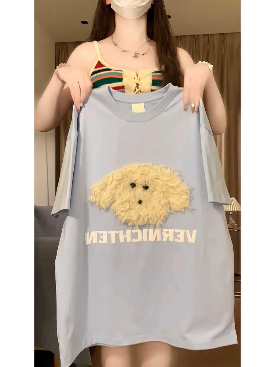 

Teddy Bear Pure Cotton Short Sleeve Women s Tee - 2025 Summer Chic Hong Kong Style M
