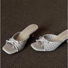 Fashion New Women's Summer Butterfly-knot Slippers Street Style Square Toe Thick Heel Dress Shoes Outdoor Ladies Slides Zapatos Mujer