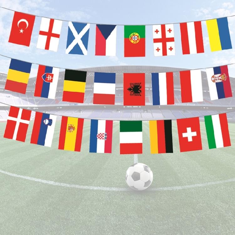 2024 European 24 Countries Flag Football Cup Flags Bunting National String Flags Football Event for Party Decoration