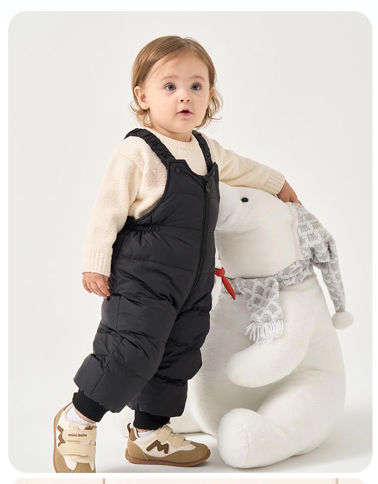 Winter-Latzhose für Babys und Kleinkinder - Verdickte weiße Entendaune
