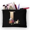 Girl Makeup Bag Golden Letter Pattern Classic Organizer Bag Pouches for Travel Bags Pouch Women's Cosmetic Bag