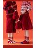 Festive Red Cartoon Mid-Calf Socks for Boys and Girls - Comfortable and Non-Constricting for Autumn and Winter