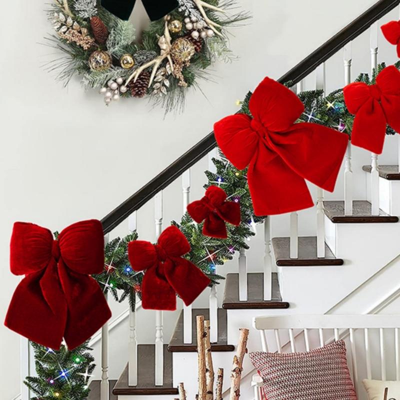 1Pc Christmas Decorations High end Velvet Bow Red Pendant Wine Red Velvet Wedding Decoration Christmas Tree Hanging Decoration