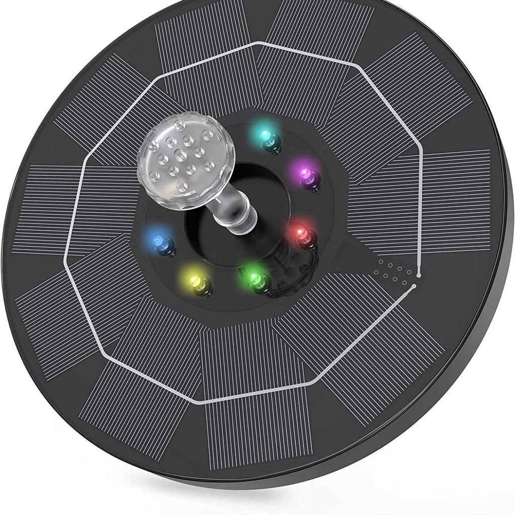 Floating Solar Fountain with Color Lights & Automatic Water Spray for Fish Ponds