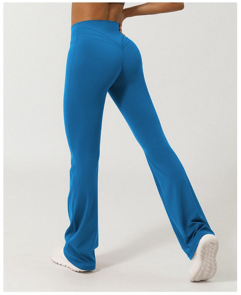 V-Waist Nude Feel Wide-Leg Yoga Pants - Women's Casual Peach Butt Flare