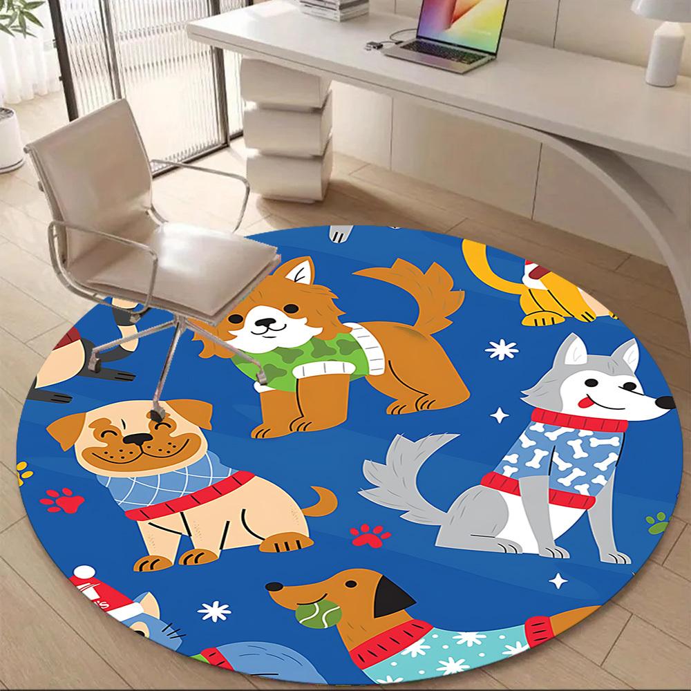 1PC Paw Prints Pet Office Round Area Rug, Mat Suitable ForOffice, Under Office Chairs Bedroom Living Room Home Decor, Room Deco