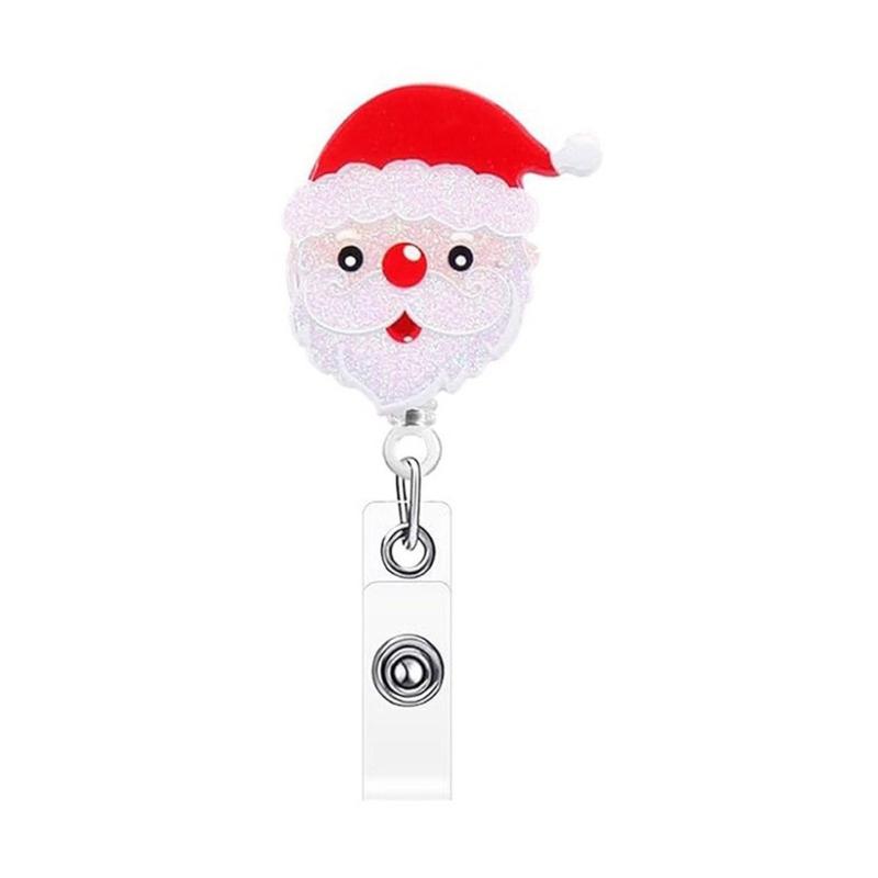 Sequins ABS Retractable Badge Holder Christmas Badge Holder with Metal Clip for Conference Holiday Parties Daily Use