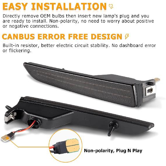 Gempro LED Front Bumper Side Marker Lights for Ford Fusion 2010-2012 Parking Signal Lamps Ford Fusion Accessories, Amber Light Smoked Len, 2PCS