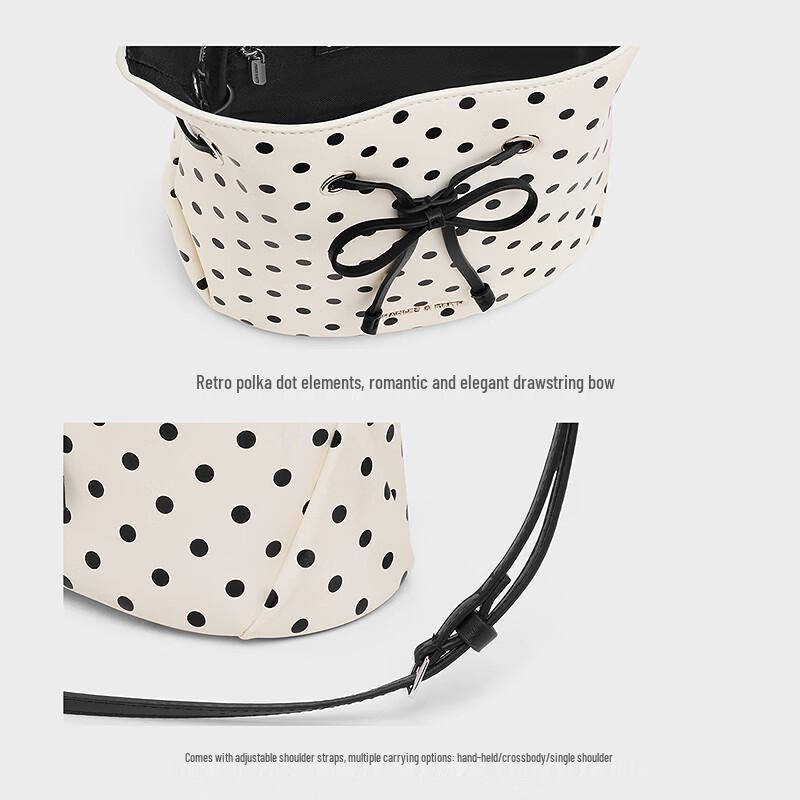 CHARLES & KEITH Polka Dot Drawstring Bucket Crossbody Bag