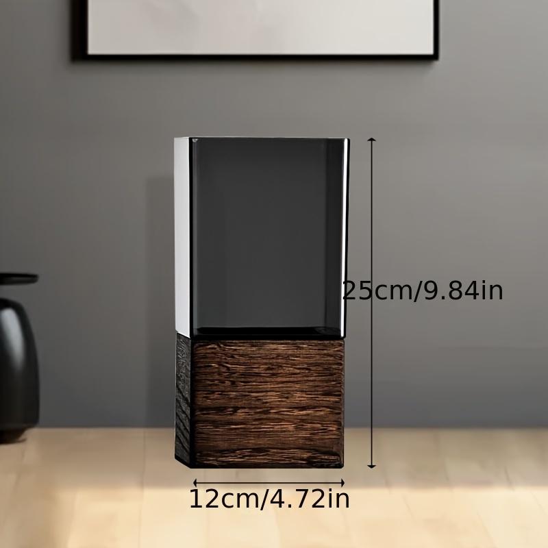 Elegant Nordic-Style Acrylic Vase with Wooden Base - Perfect for Living Room Decor & Floral Arrangements, Ideal Gift for