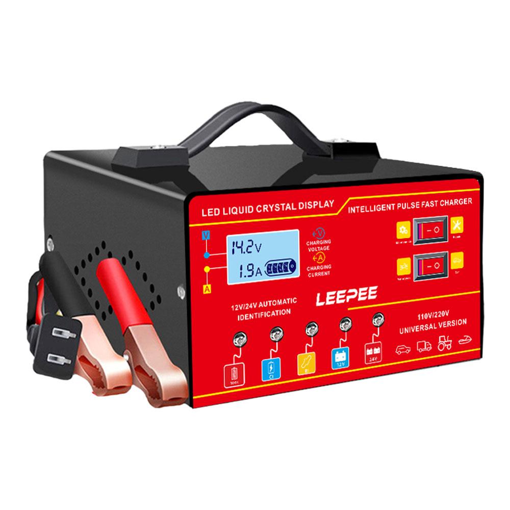 

Защита от перенапряжения Множественная защита Обнаружение напряжения и температуры Интеллектуальное импульсное восстановление 12V 24V 6A Зарядное устройство для автомобильного аккумулятора Цифровой ЖК-дисплей US red