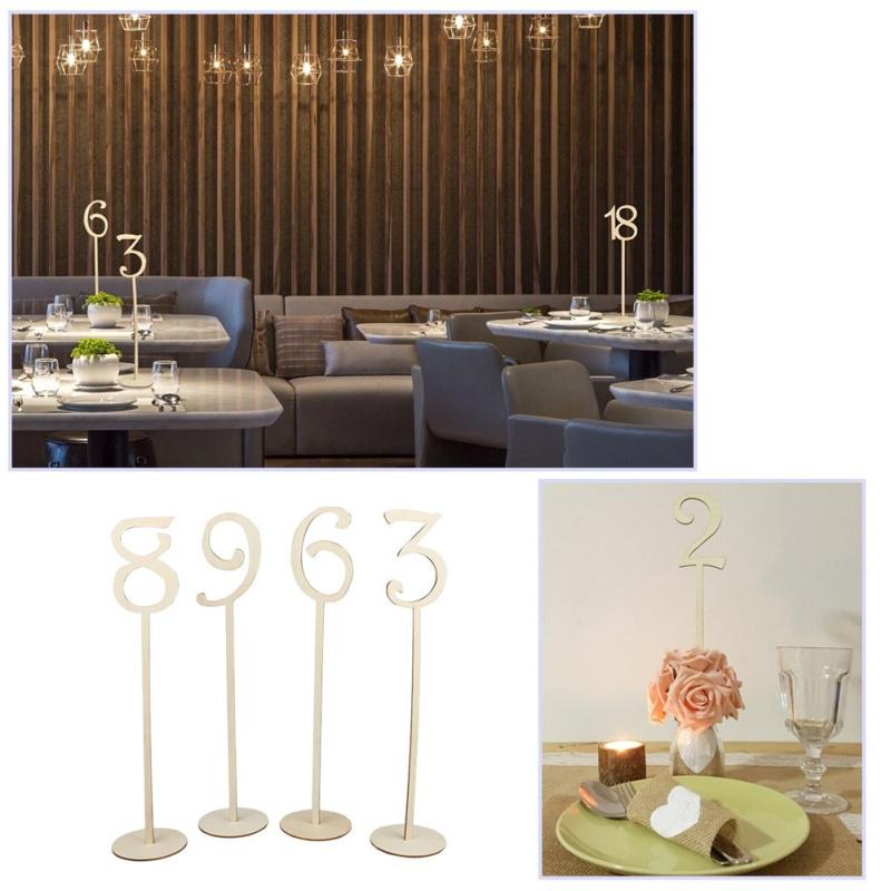 hot! 20 PcsWooden Table Numbers with Round Base Holder Fashion Simple Numbers Signs Ornaments Birthday