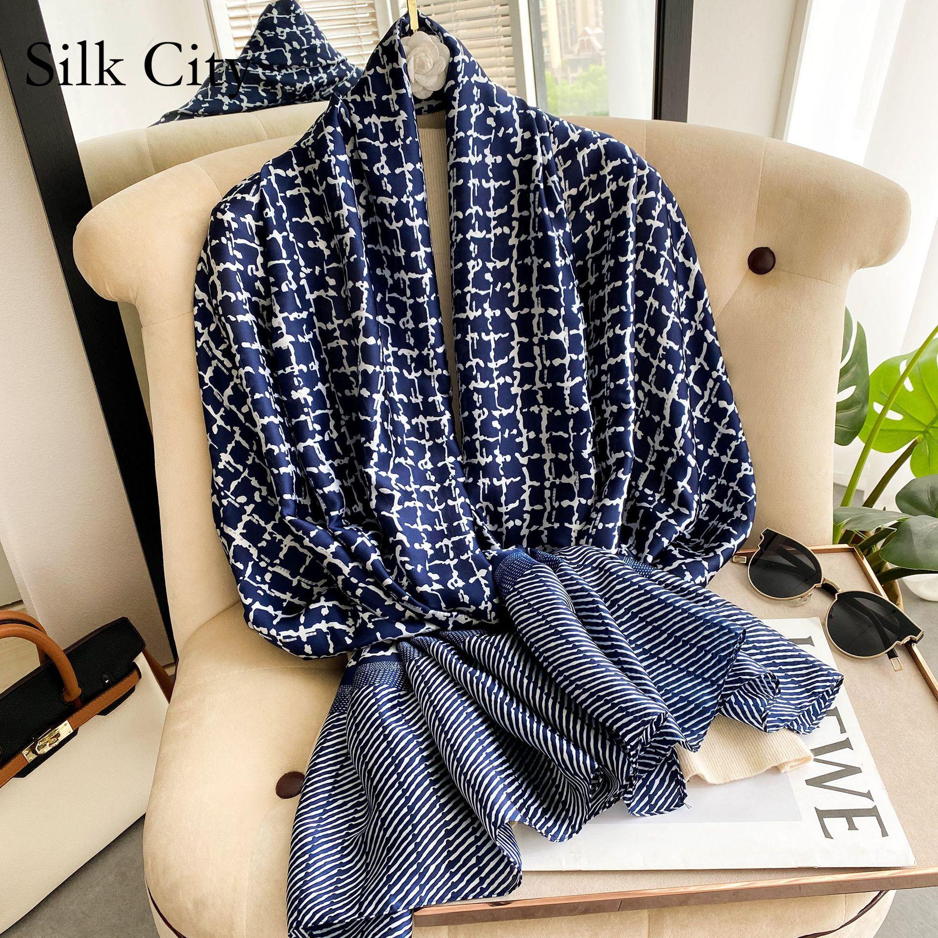 

Высококачественные роскошные шелковые шарфы, повязка на голову, шарфы, шейный шарф для женщин, цепочка, шелковый шарф, женская декоративная шаль