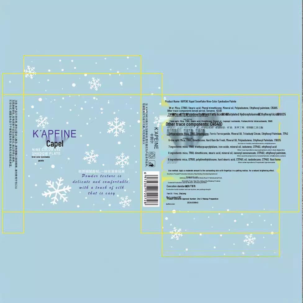 Palette Ombretti Kappel Fiocco di Neve Nove Colori: Illuminanti Scintillanti e Tonalità Ghiacciate per le Borse Sotto gli Occhi.