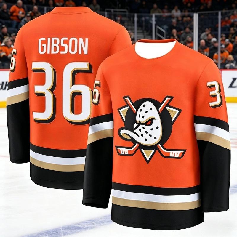 Look de Famille 2026 Nouveau Maillot d'Entraînement de Hockey sur Glace Équipe Canard Impression 3D Respirant Évacuant l'Humidité Manches Longues T-shirt Enfants Adultes